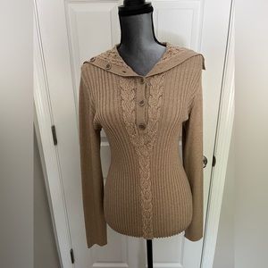 St John sweater tan with gold sparkle with cashmere and silk see tag